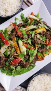 Teriyaki-Rind mit Gemuese