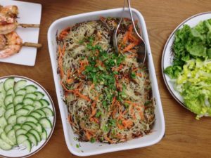 veganer und fructosearmer Glasnudelsalat mit Morcheln und Sesam