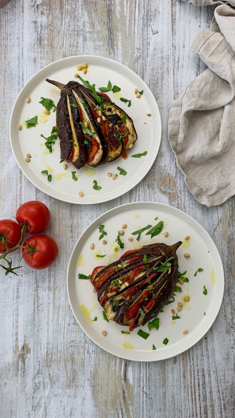 Auberginen Caprese low carb