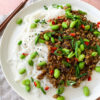Teriyaki Hack mit Reisbandnudeln