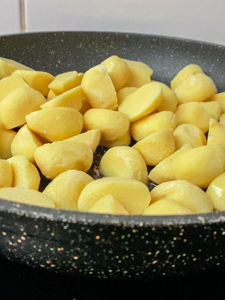 Grünkohl Pfanne mit Kürbis, Mettenden und Knödeln - schnelle Feierabendküche Rezept