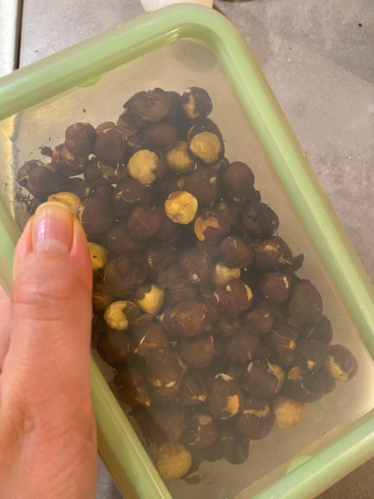 Haselnüsse rösten Hack