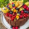 Himbeer-Schoko-Torte mit Obstdekoration